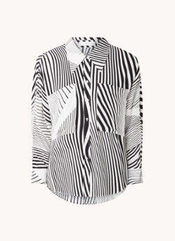 MANGO Lebril oversized blouse met zebraprint - Zwart