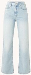 NA-KD High waist wide leg jeans met medium wassing - Indigo