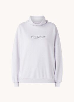 Penn & Ink Sweater met col en logoprint - Lichtpaars