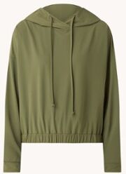 Penn & Ink Cropped hoodie met stretch en trekkoord - Khaki