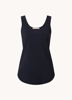 Studio Anneloes Race tanktop travelstof met ronde hals - Donkerblauw