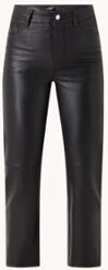 Maje Perryo high waist straight fit cropped broek van imitatieleer - Zwart