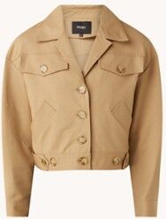 Maje Bakino cropped jack met steekzakken en pofmouw - Camel