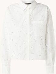 Maje Calie blouse met broderie en borstzak - Wit