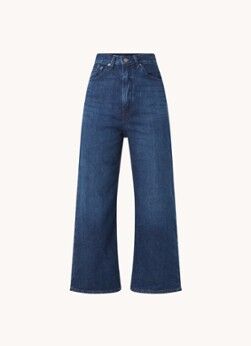 Levi's High waist wide leg cropped jeans met donkere wassing - Indigo