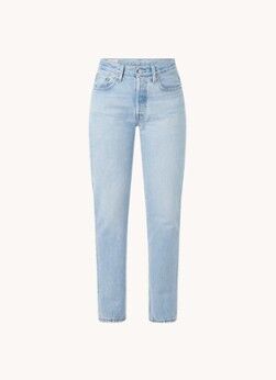 Levi's 501 High waist straight leg jeans met lichte wassing - Indigo
