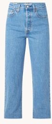 Levi's Ribcage high waist straigh fit cropped jeans met gerafelde zoom - Indigo