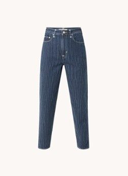 Levi's High waist tapered cropped jeans met met streepprint - Indigo