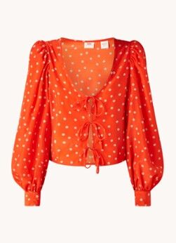 Levi's Fawn crop top met V-hals en pofmouw - Rood