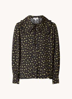 EDITED Rosalie blouse met bloemenprint en volant - Zwart
