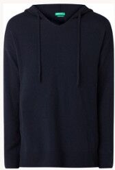 Benetton Fijngebreide hoodie in kasjmierblend - Donkerblauw