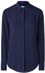 Benetton Blouse met blinde knoopsluiting - Donkerblauw