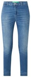 Benetton Mid waist slim fit jeans met lichte wassing - Lichtblauw