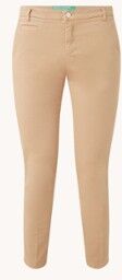 Benetton High waist slim fit cropped chino met steekzakken - Camel