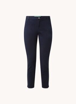 Benetton High waist slim fit cropped chino met steekzakken - Royalblauw