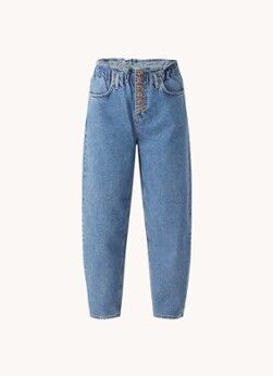Benetton High waist tapered cropped jeans - Lichtblauw