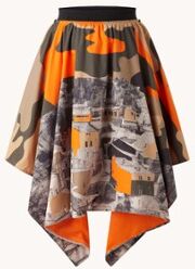 Benetton Midirok met asymmetrische zoom en print - Camel