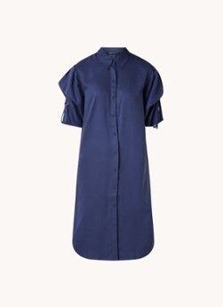 Expresso Mini blousejurk van lyocell met pofmouw - Staalblauw