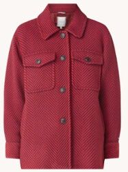 Tommy Hilfiger Overshirt in wolblend met zig-zag dessin - Rood