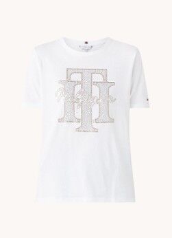 Tommy Hilfiger T-shirt met logo van strass - Wit