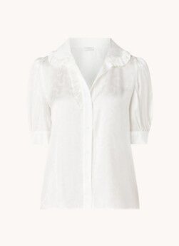 Sandro Blouse van satijn met pofmouw - Gebroken wit