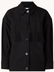 Scotch & Soda Overshirt in wolblend met franjes - Zwart