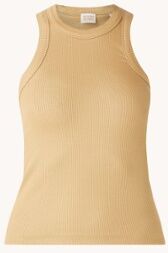 Scotch & Soda Tanktop van lyocell met ribstructuur - Zand