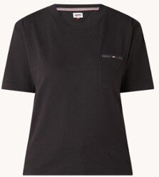 Tommy Hilfiger T-shirt met borstzak en logoborduring - Zwart