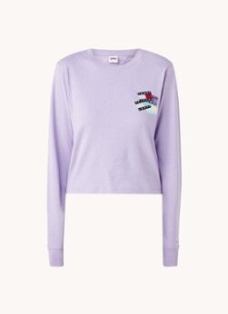 Tommy Hilfiger Cropped longsleeve met logoborduring - Paars