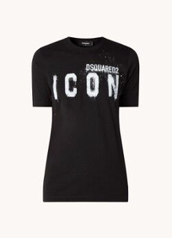 Dsquared2 Icon Spray R. T-shirt met logoprint - Zwart