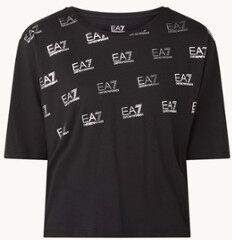 Emporio Armani Trainings T-shirt met metallic logoprint - Zwart