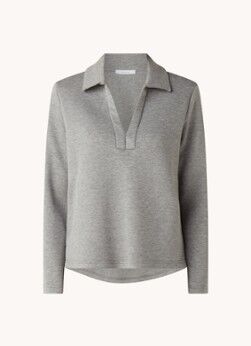 OPUS Grazia sweater met V-hals en polokraag - Grijsmele