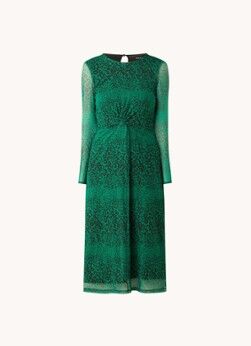 Whistles Midi jurk van mesh met panterprint - Groen