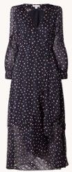 Whistles Maxi wikkeljurk met stippenprint - Donkerblauw