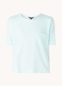 Whistles Cropped T-shirt van linnen met borstzak - Lichtblauw