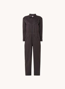 Whistles Loose fit jumpsuit van chambray met ritszakken - Zwart