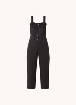 Whistles Frill straight fit cropped jumpsuit van lyocell - Zwart