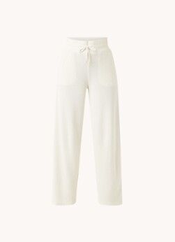Ralph Lauren High waist wide fit fijngebreide broek met steekzakken - Gebroken wit