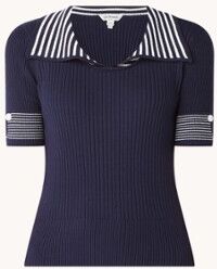 L.K.Bennett Bay gebreide top met ribstructuur en streepdetail - Donkerblauw