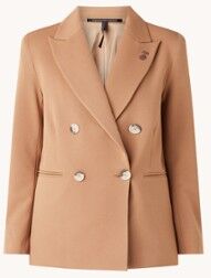 10DAYS Double-breasted blazer met schoudervulling en paspelzakken - Camel