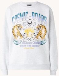 Colourful Rebel Cosmic Roars sweater met frontprint - Grijsmele