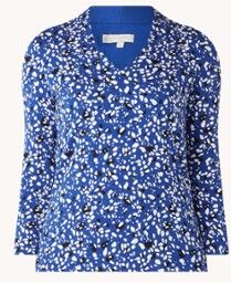 Hobbs Aimee top met streepprint en V-hals - Blauw