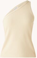 Vanilia One shoulder top met ribstructuur - Beige