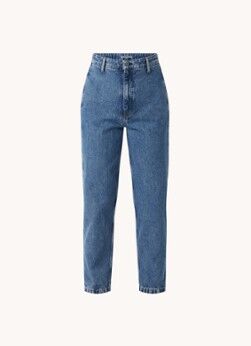 Vanilia High waist tapered cropped jeans met medium wassing - Indigo
