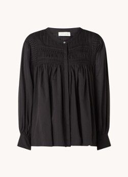 JcSophie Jade blouse met geplooid detail en ballonmouw - Zwart