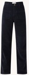 ba&sh; King high waist straight fit broek van corduroy - Donkerblauw