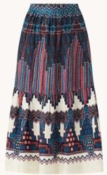 ba&sh; Maris midirok met volant en print - Blauw