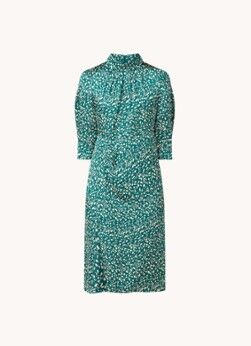 ba&sh; Edmee midi jurk met pofmouw en print - Zeegroen