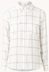 Reiss Edie blouse met borstzakken en ruitdessin - Wit