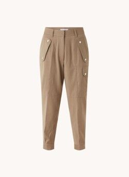 Reiss Kyla high waist tapered fit cropped cargobroek in wolblend - Taupe